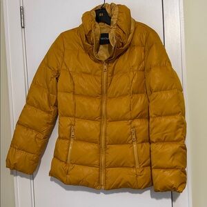 MAX & Co. Musterd  Yellow Quilted Puffer  Jacket Coat Parca Women Size: 2